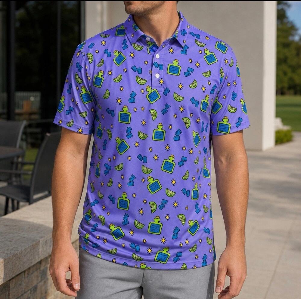 Sunday Swagger Tequila Time Golf Polo Men's 2XL Purple Lime
Stretch Performance